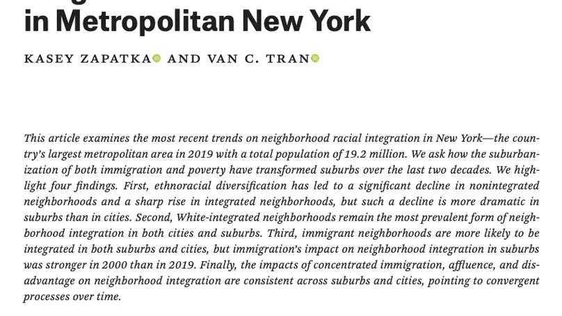 New Frontiers of Integration: Convergent Pathways of Neighborhood Diversification in Metropolitan New York